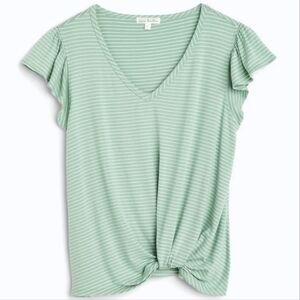 Nine Britton.  Green and White, Striped Women’s Top